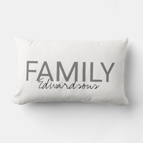 Modern fresh white monogram Family name Lumbar Pillow