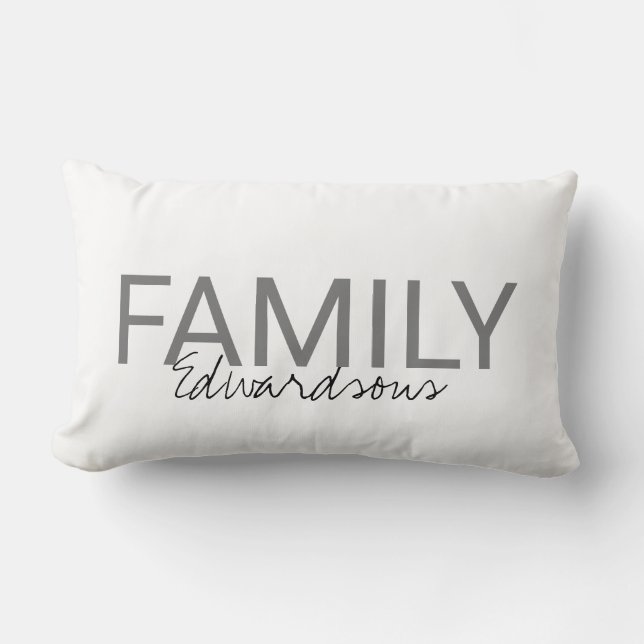 Modern fresh white monogram Family name Lumbar Pillow (Front)