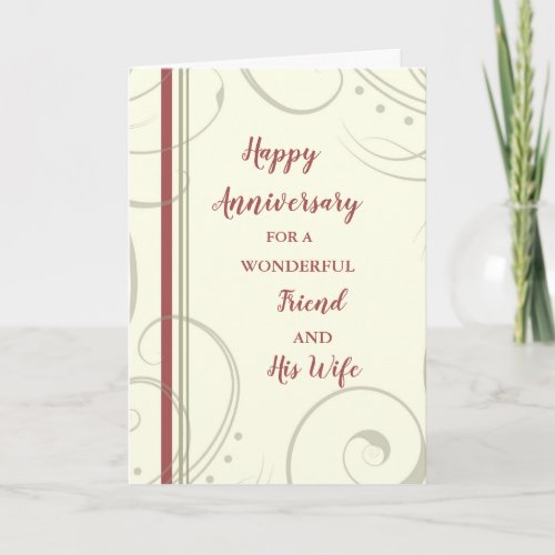 Modern Friend and His Wife Anniversary Card