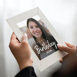 Modern friend birthday greeting replace photo post postcard<br><div class="desc">Minimalist modern happy birthday photo custom postcard. This photo postcard has a photo template that can be customized, as well as a wonderful typography overlay that reads "Happy birthday" in black and white letters. Personalize the back of this card with your own message. Customize this postcard by adding your own...</div>