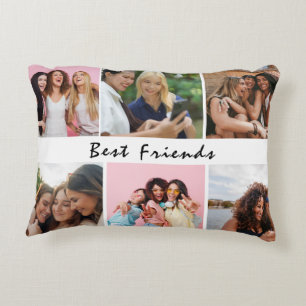 Modern Friend Collage Photos Simple Accent Pillow
