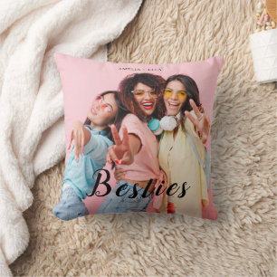 Modern Friend Collage Photos Simple Throw Pillow