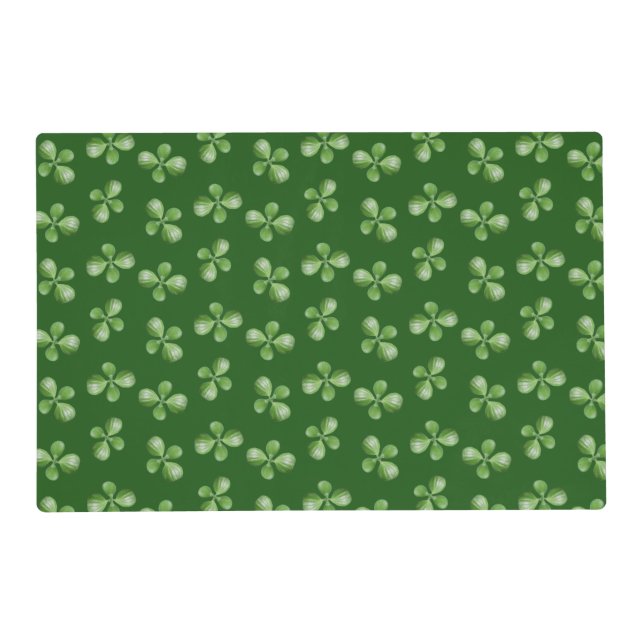 Modern Friendly Green Succulent Leaves on Green Placemat (Front)