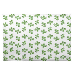 Modern Friendly Green Succulent Leaves on White Cloth Placemat