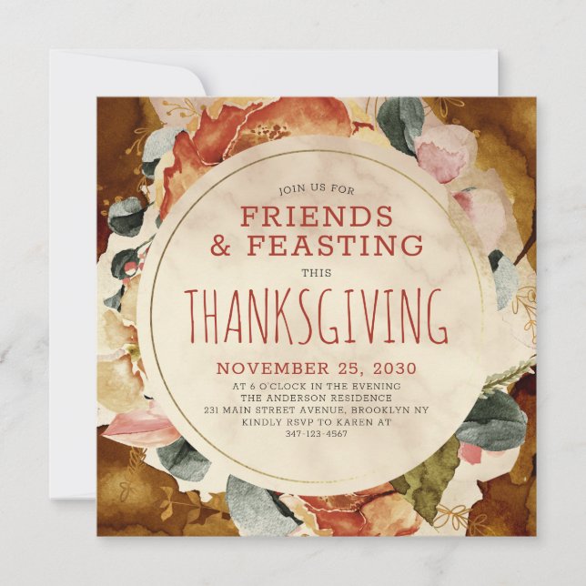 Modern Friends Feasting Friendsgiving Thanksgiving Invitation (Front)