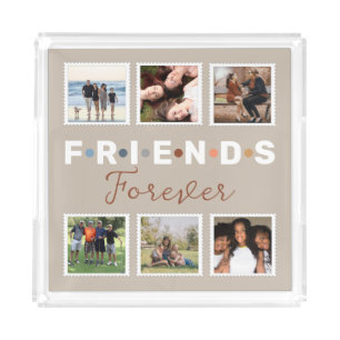 Modern Friends Forever Photo Collage Keepsake Acrylic Tray