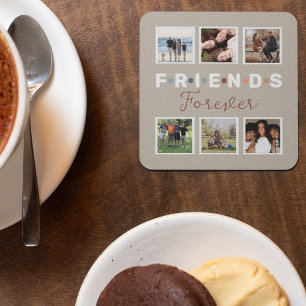 Modern Friends Forever Photo Collage Keepsake Beverage Coaster