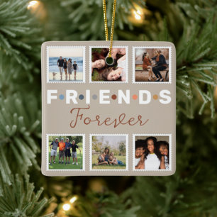 Modern Friends Forever Photo Collage Keepsake Ceramic Ornament