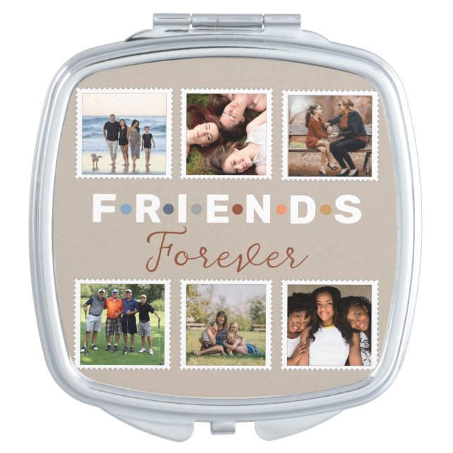 Modern Friends Forever Photo Collage Keepsake Compact Mirror (Front)