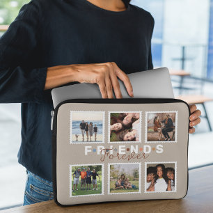 Modern Friends Forever Photo Collage Keepsake Laptop Sleeve