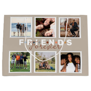 Modern Friends Forever Photo Collage Keepsake Large Gift Bag