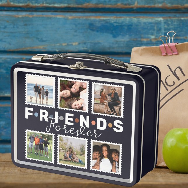 Modern Friends Forever Photo Collage Keepsake Metal Lunch Box (Creator Uploaded)