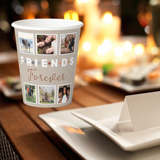 Modern Friends Forever Photo Collage Keepsake Paper Cups (Creator Uploaded)