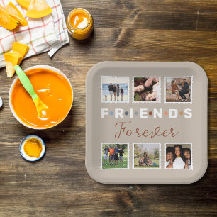 Modern Friends Forever Photo Collage Keepsake Paper Plates