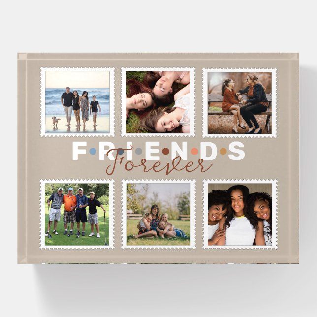 Modern Friends Forever Photo Collage Keepsake Paperweight (Front)