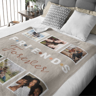 Modern Friends Forever Photo Collage Keepsake Sherpa Blanket