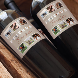 Modern Friends Forever Photo Collage Keepsake Wine Label