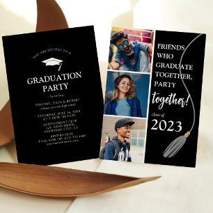 Modern 'Friends' Graduation Party Photo Collage Invitation