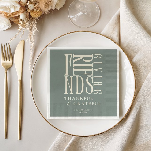 Modern Friendsgiving Dinner Floral  Napkins (Creator Uploaded)