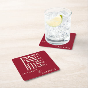 Modern Friendsgiving Dinner Square Paper Coaster