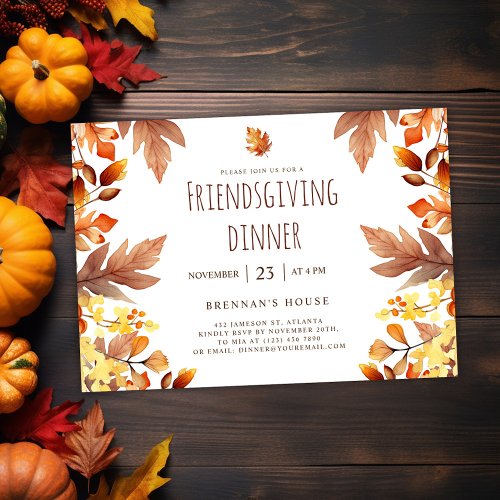 Modern Friendsgiving Dinner Thanksgiving Party Invitation