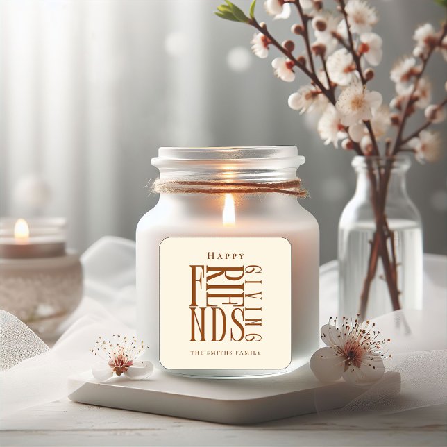 Modern Friendsgiving Fall Elegant   Square Sticker (Creator Uploaded)