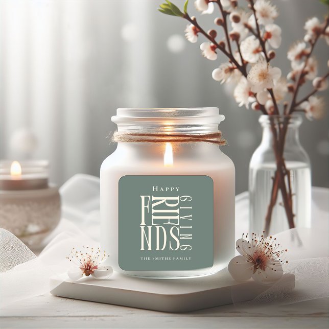 Modern Friendsgiving Fall Elegant   Square Sticker (Creator Uploaded)