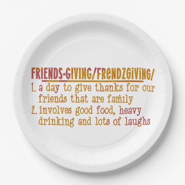 Modern Friendsgiving Paper Plates (Front)