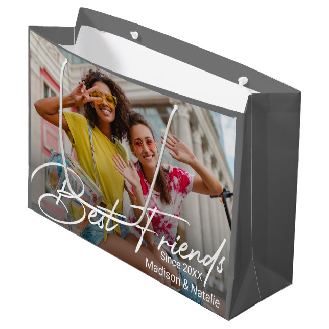 Modern Friendship Photo Gift Large Gift Bag (Front Angled)