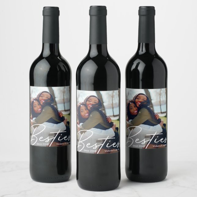 Modern Friendship Photo Gift Wine Label (Bottles)