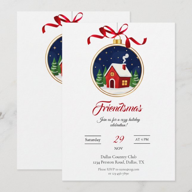 Modern Friendsmas Holiday Party Invitation (Front/Back)