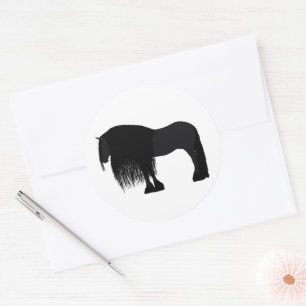 Modern Friesian Horse Illustration Classic Round Sticker