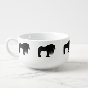 Modern Friesian Horse Illustration Soup Mug
