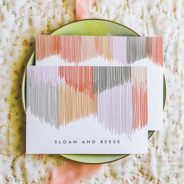 Modern Fringe Personalized Stationery Note Card (Pink Modern Fringe personalized note card set.)