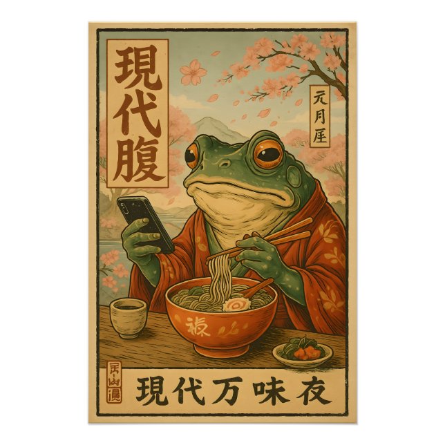 Modern Frog Ramen – Retro Japanese Style Poster (Front)