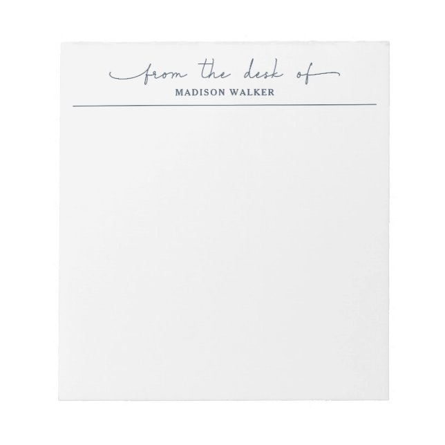 Modern From The Desk Of Light Gray Stylish Script Notepad (Front)