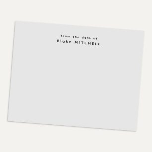 Modern From The Desk Of Monogram Gray Stationery Notepad