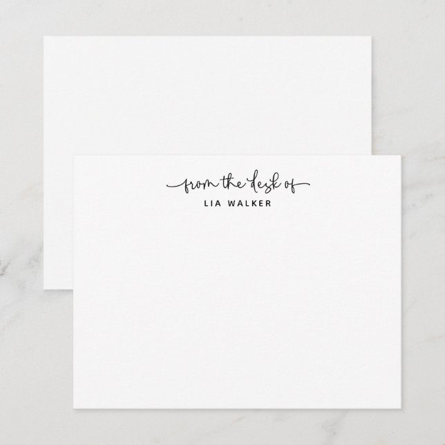 Modern From The Desk of Script Personalized Note Card (Front/Back)