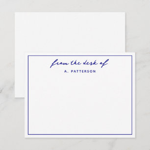 Modern From The Desk Of True Navy Blue Border Note Card