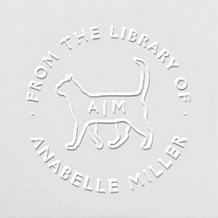 Modern From The Library Of Cat Lover Embosser