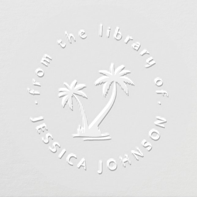 Modern From The Library Of Palm Tree Tropical Book Embosser (Design)