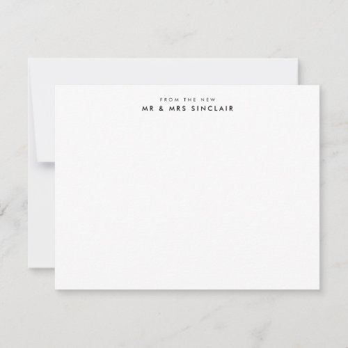 Modern From the New Mr and Mrs Last Name Couple Note Card