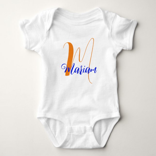Modern Front & Back Design - Customized Surname Baby Bodysuit (Front)