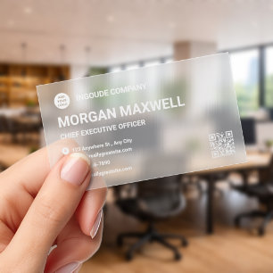 Modern Frosted Clear Business Cards
