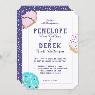 Modern Frosted Donut Illustration Sweet Wedding Invitation