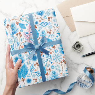 Modern Frozen Blue Christmas Gift Wrapping Paper