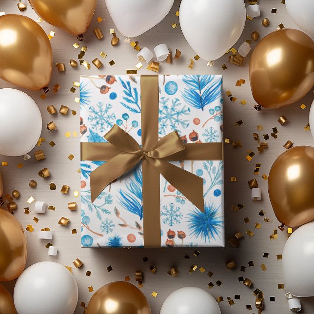 Modern Frozen Blue Christmas Holiday Wrapping Paper Sheets (Creator Uploaded)