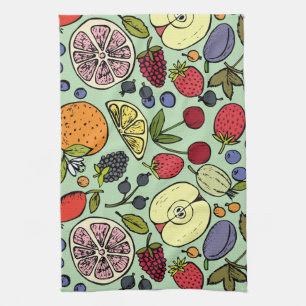 Modern fruit l Colorful l Green Kitchen Towel
