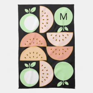 Modern Fruit Monogrammed Mid-Century Scandi Style Kitchen Towel