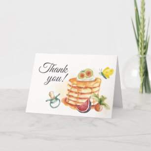 Modern Fruit Pancake Pacifier Brunch Baby Shower  Letterpress Thank You Card